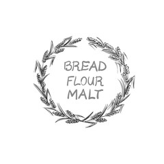 Wheaten Wreath Logo Bread Flour Malt Vector