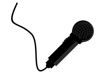 Microfone preto com fio longo utiliado por músicos