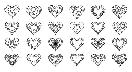 Intricate Line Art Hearts: A Collection of 24 Designs AI Generated