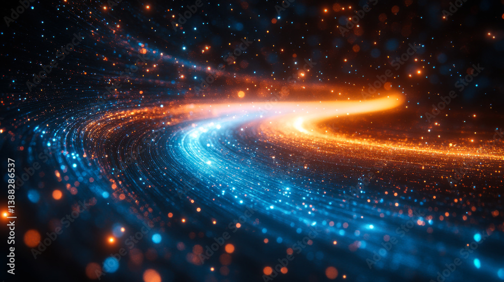 Poster bright swirling colors create dynamic patterns of light in a cosmic setting during a nighttime displ