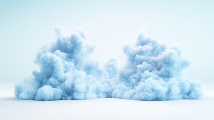 Blue Smoke Clouds Minimalist Style High-Resolution Rendering Center Landscape View Soft Texture Ethereal Atmosphere White Background Cool Serene Tones Ideal for Abstract Design