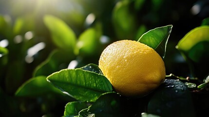 Fresh lemon on a tree