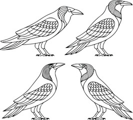 Flying Crow Vector | Dark Bird Outline and Wildlife Design