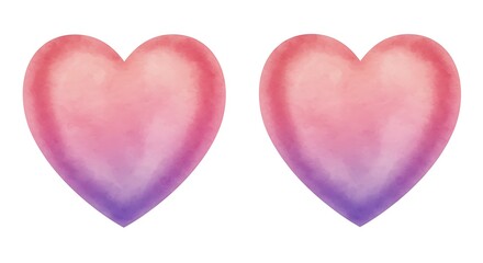 Obraz premium Pastel Pink & Purple Watercolor Hearts AI Generated