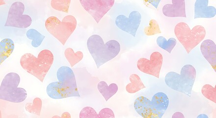 Pastel Watercolor Hearts: Gentle Love Pattern AI Generated