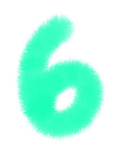 3d number 6 made of yellow fur