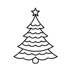 Christmas Tree Vector Line Icon.

