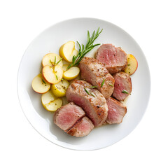 Pork Tenderloin with Apples Isolated on Transparent Background