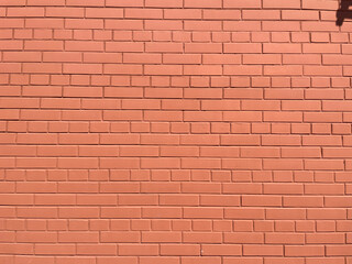 New Brick wall painted with red paint