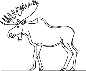 Elegant Moose Line Drawing Vector 