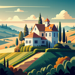 landscape with village