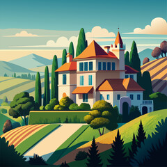 landscape with houses