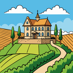 landscape with houses