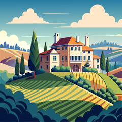 landscape with houses