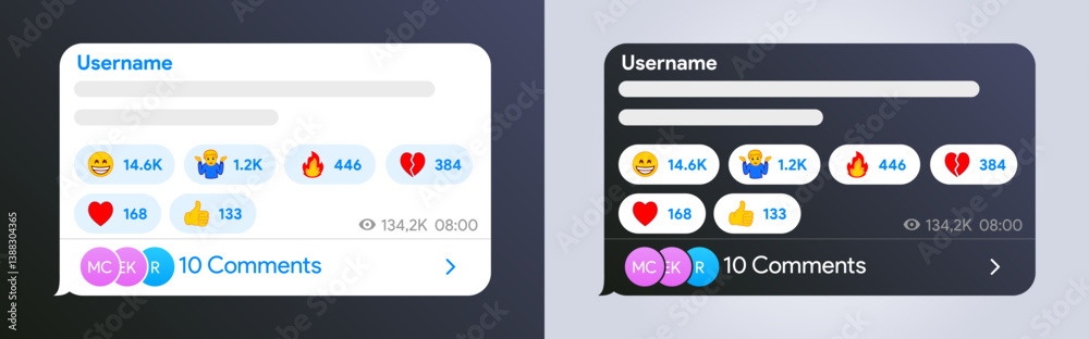 Wall mural messenger text bubble template. telegram text message with reactions interface. whatsapp speech box 