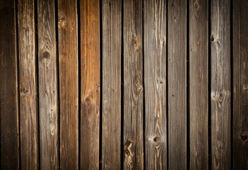 Fototapeta premium A dark brown wooden wall with knots and knots.