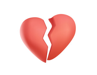 Broken heart to two pieces vector illustration icon or logo, broken heart concept, breakup or divorce, heartbreak regret