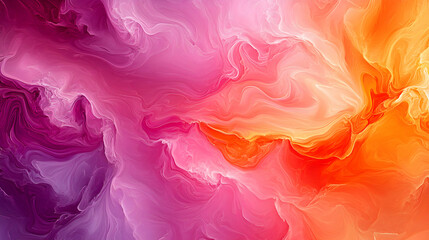 Fototapeta premium A high-resolution wallpaper of abstract liquid shapes in vibrant hues of pink, orange, and purple, blending into a smooth gradient