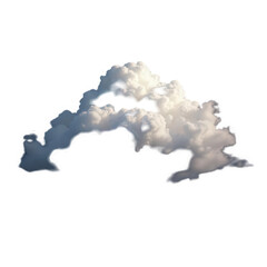 Isolated fluffy white cloud formation against a stark black background in a studio shot scene