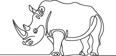 Rhinoceros Vector Artwork with Line Drawing