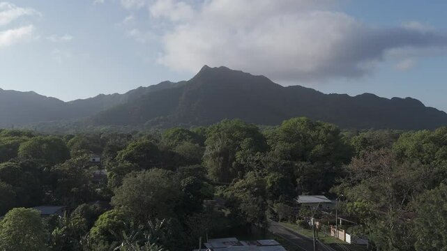 El Valle de Anton, a town in a volcano crater. Panama. Central America. Drone view
