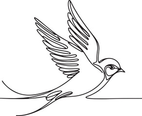 Swallow Bird Vector Art - Hand-Drawn Line Art