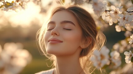 Fototapeta premium An ethereal shot where every luminous strand of her hair is softly focused, emphasized by