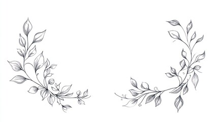 Fototapeta premium Decorative floral corner ornaments, sketch style, graphic design, possible use as printable decoration