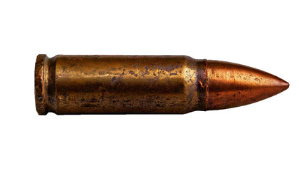 rusty corroded old bullet isolated on white background. cutout, no shadow
