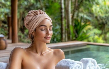 A vivid scene showcasing the use of seaweed therapy within a spa