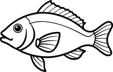 Snapper Fish Line art Design with white background