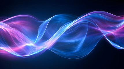 Fototapeta premium A stunning high-resolution wallpaper with digital lines that form glowing, flowing curves in shades of neon blue and purple