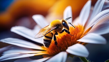 a bee on a flower collecting nectar