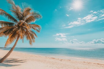 Obraz premium In Lautoka, Fiji, a scenic beach scene showcases palm trees and turquoise waters