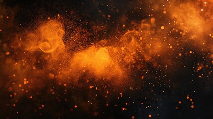 Naklejka premium Mystical Orange Nebula with Fiery Particles and Ethereal Light, Capturing the Beauty of Cosmic Phenomena
