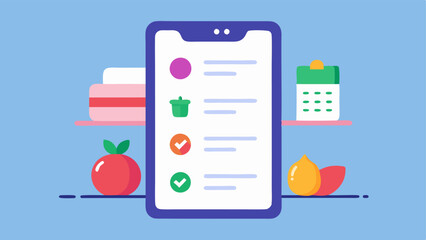 Personalized Grocery Shopping A grocery app interface showing a users custom shopping list populated with items based on their dietary preferences and past purchases.