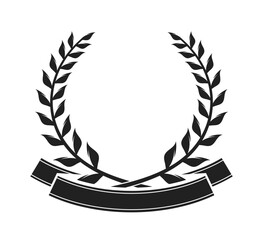 Heraldic laurel wreath trophy label