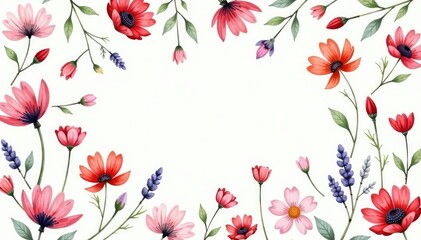 Delicate watercolor-style wildflowers, soft pastel tones, repeating pattern , pretty, pastel floral
