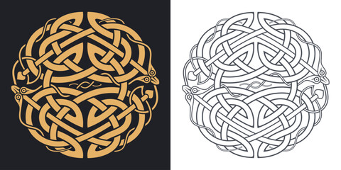 Obraz premium Celtic traditional knot. Geometric ethnic ornament design.