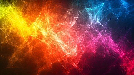 Obraz premium A vibrant high-resolution wallpaper of glowing neon lines crisscrossing over a dark background, creating an abstract and energetic digital design