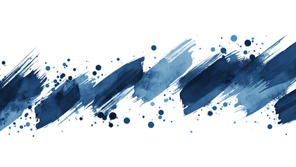 Png of An abstract blue watercolor design featuring brush strokes and circular splashes, creating a vibrant and dynamic visual on transparent background.