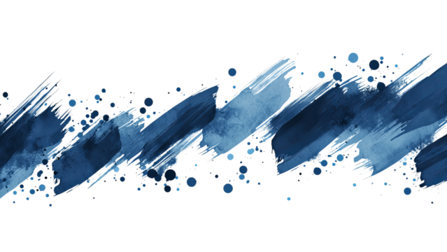 Png of An abstract blue watercolor design featuring brush strokes and circular splashes, creating a vibrant and dynamic visual on transparent background.
