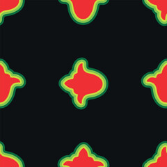 Floral pattern Tatar Native Ornamental border with tulips. Culture of the Tatar people, symbols of green and red