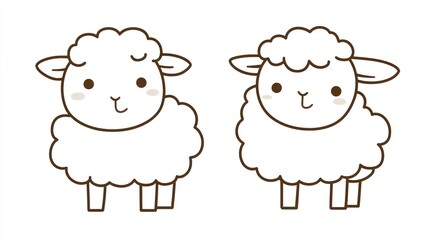 Cute cartoon sheep, simple illustration, no background, for children's book or educational material