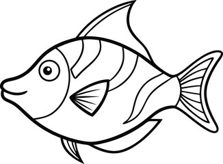 Trigger Fish Line art Design with white background