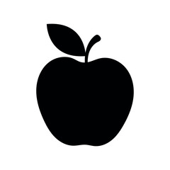 vector apple sign, black silhouette of apple on white isolated background