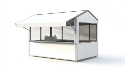 Simple Stall Structure: The image showcases a pristine, simple stall structure with a modern aesthetic. It stands ready for use. It's an excellent representation of architecture and design.