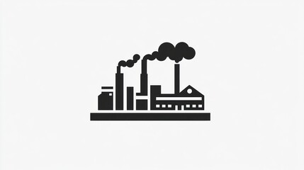 Fototapeta premium Industrial complex silhouette, factory, smoke stacks, background