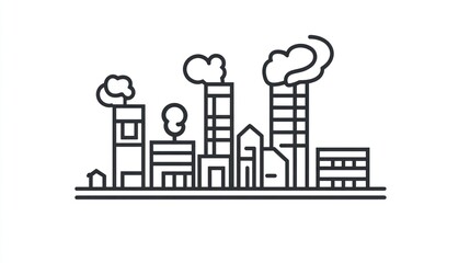 Naklejka premium Cityscape Line Art Illustration