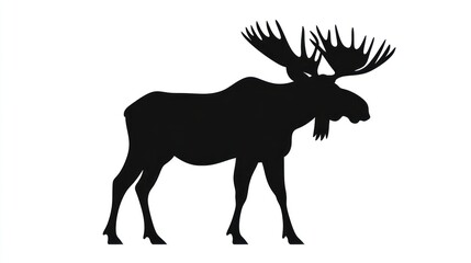 Fototapeta premium Silhouette of a Moose, Profile View, Wildlife Illustration, Nature Background